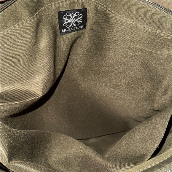 Signature Brand Olive and Brown Tote Bag